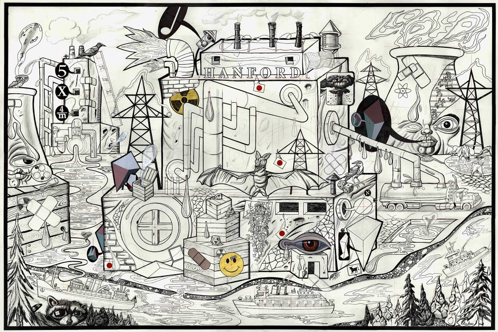 Hanford #2 Pink Umbrella)Preparatory Drawing1