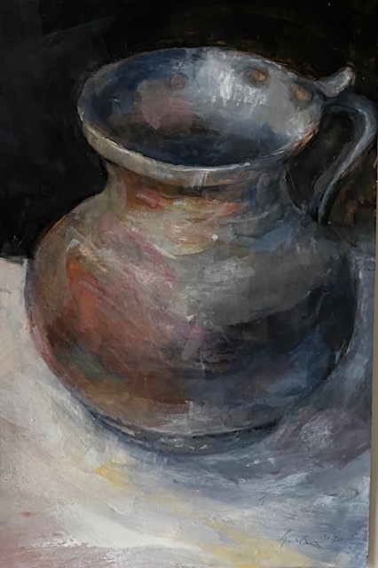 study of a pewter pitcher