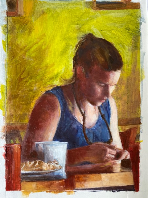 head of a girl in a coffee shop