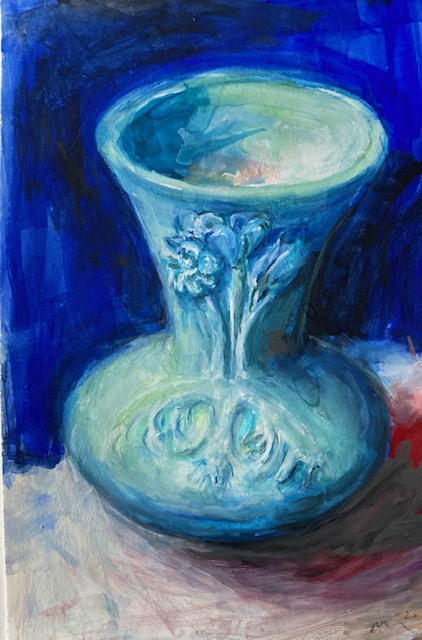 small blue vase